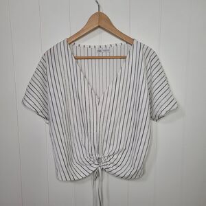 Zara Knit Crop Top Size Medium Short Sleeve Casual Tie Front Coastal Beachy